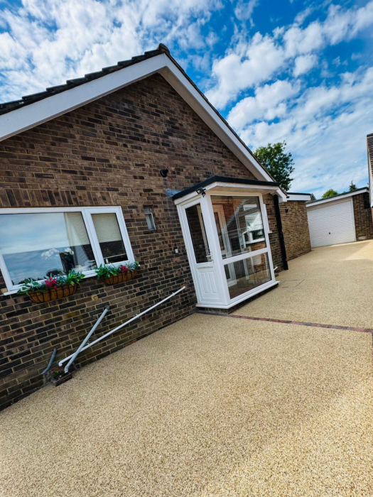 Finished 78m² resin bound driveway transformation in Steyning completed by Cherry Home Improvements.