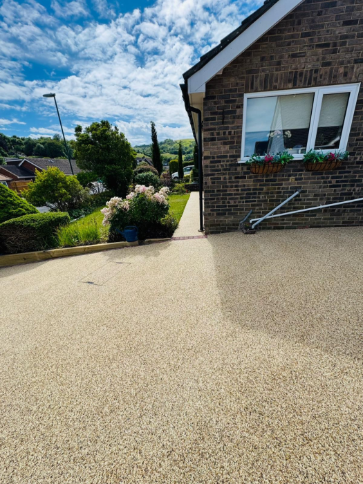Finished 78m² resin bound driveway transformation in Steyning completed by Cherry Home Improvements.