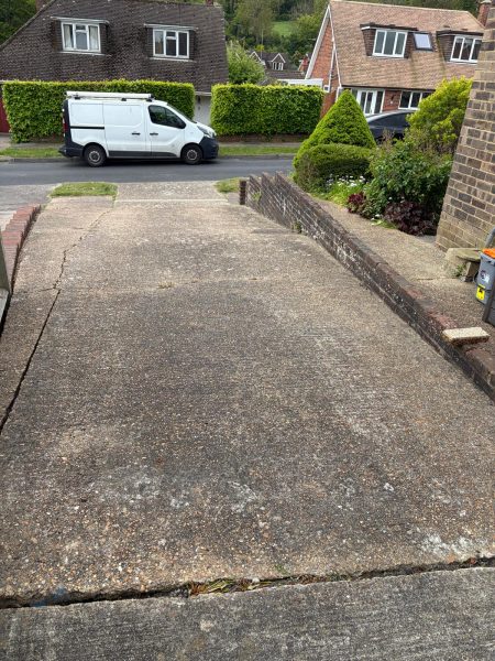 Existing ageing concrete driveway in Steyning before resin bound driveway installation.